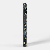 Luipaardprint Blauw Goud Monogram iPhone Hoesje (Rechterkant)