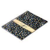 Luipaardprint Blauw Goud Monogram Notitieboek (Linkerzijde)