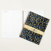 Luipaardprint Blauw Goud Monogram Planner (Display)