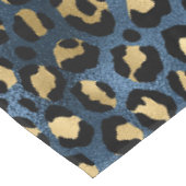 Luipaardprint Blauw Goud Monogram Tafelkleed (Gekanteld)