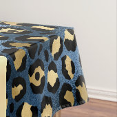 Luipaardprint Blauw Goud Monogram Tafelkleed (Voorbeeld)