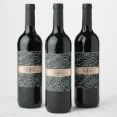 Luipaardprint Blauw Goud Monogram Wijn Etiket (Flessen)