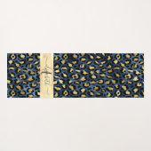 Luipaardprint Blauw Goud Monogram Yogamat (Achterkant (horizontaal))