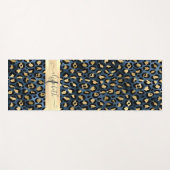 Luipaardprint Blauw Goud Monogram Yogamat (Voorkant (horizontaal))