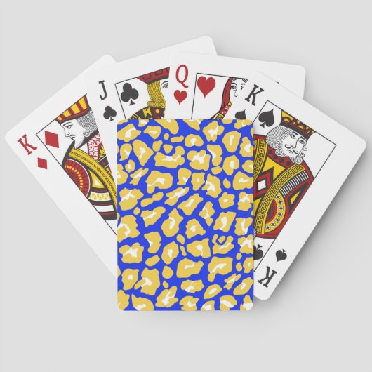 Luipaardprint Blauwe & Gouden Klassieke Speelkaart Pokerkaarten (Achterkant)