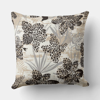 Luipaardprint Bloemenkussen | Neutrale Botanische  Kussen