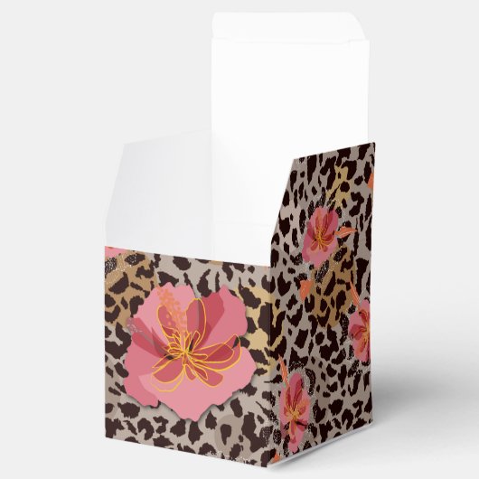 Luipaardprint Bloemmotief Bedankdoosjes (Geopend)