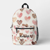 Luipaardprint Blush Pink Cream Hearts Bedrukte Rugzak (Voorkant)