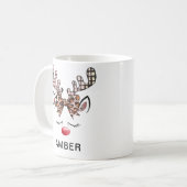 Luipaardprint Boog Geruite Geweien Rendier Koffiemok (Voorkant links)