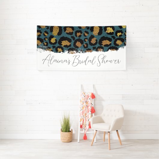 Luipaardprint Bruiloftsfeest Party Banner (Insitu)