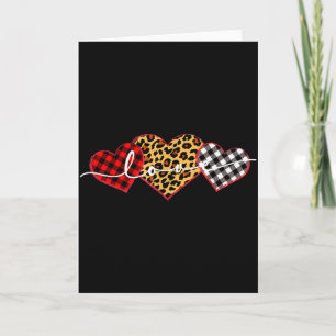 Luipaardprint Buffalo Plaid Liefde Valentijnsdag H Kaart
