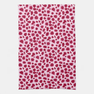 Luipaardprint - Burgundy en Roze Theedoek