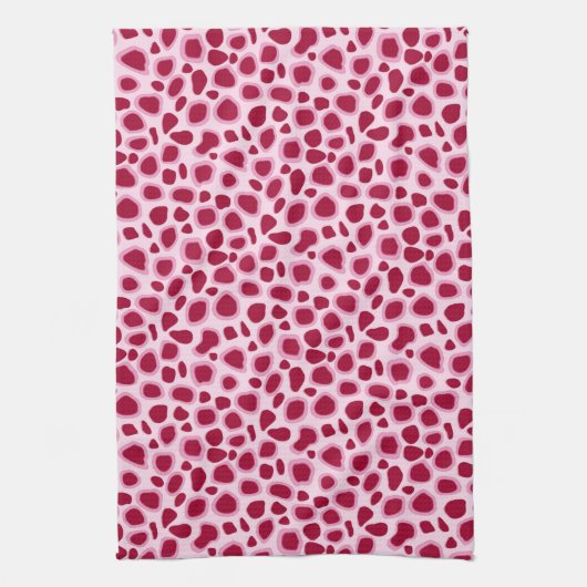 Luipaardprint - Burgundy en Roze Theedoek (Verticaal)