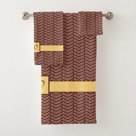 Luipaardprint Chevron Handdoekenset Bad Handdoek (Insitu)