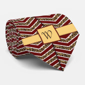 Luipaardprint Chevron Heren Keelband Stropdas (Opgerold)