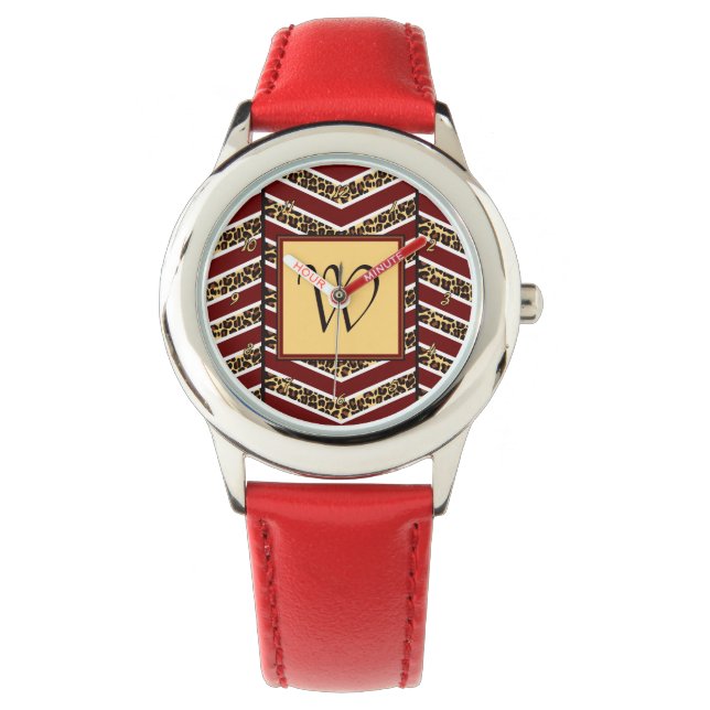 Luipaardprint Chevron-horloge Horloge (Voorkant)