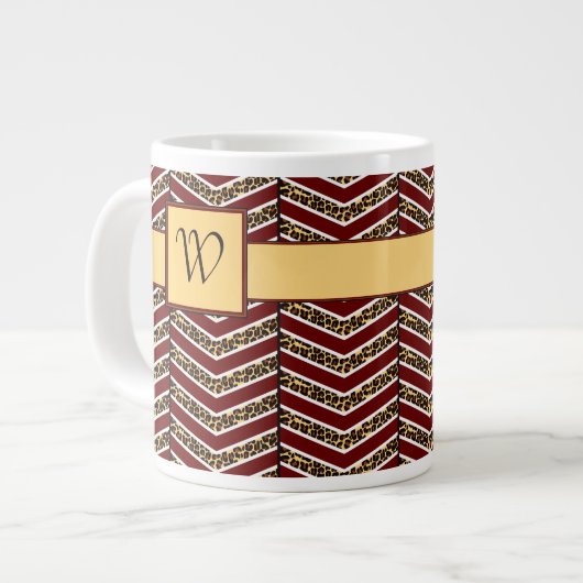 Luipaardprint Chevron Speciale Mok (Links)