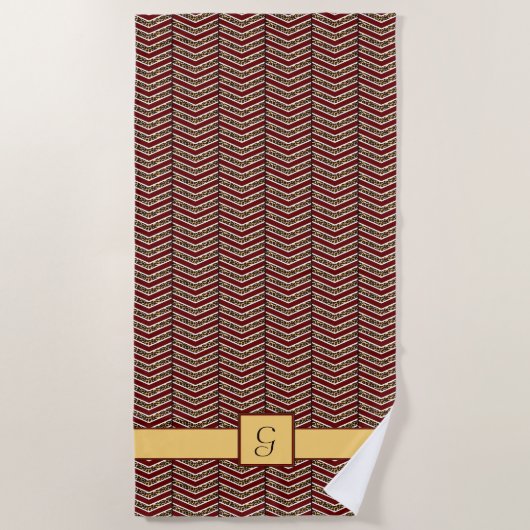 Luipaardprint Chevron-strandhanddoek Strandlaken (Voorkant)