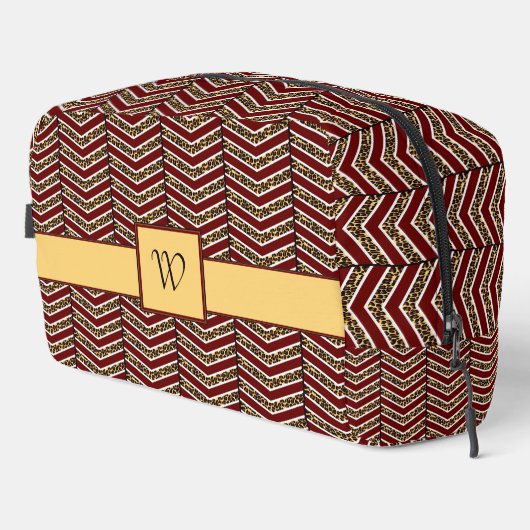 Luipaardprint Chevron Toilettasje (Rechterhoek)