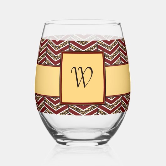 Luipaardprint Chevron Wijnglas Zonder Voet (Voorkant)