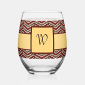 Luipaardprint Chevron Wijnglas Zonder Voet (Achterkant)