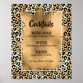 Luipaardprint Cocktailbarmenu Poster