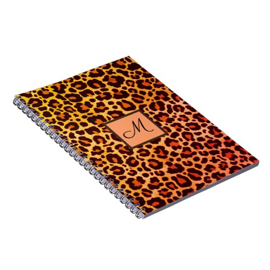 Luipaardprint Dier Cheetah oranje Monogram Notitieboek (Rechterzijde)