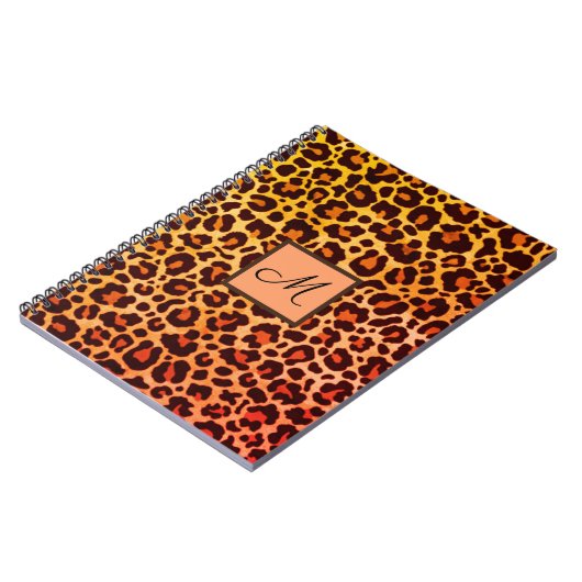 Luipaardprint Dier Cheetah oranje Monogram Notitieboek (Linkerzijde)