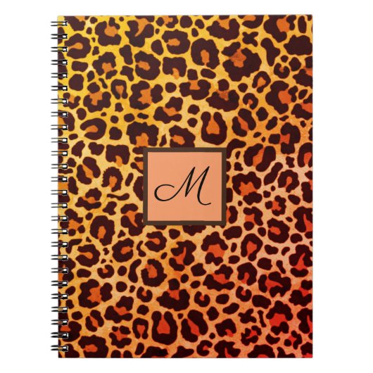 Luipaardprint Dier Cheetah oranje Monogram Notitieboek (Voorkant)