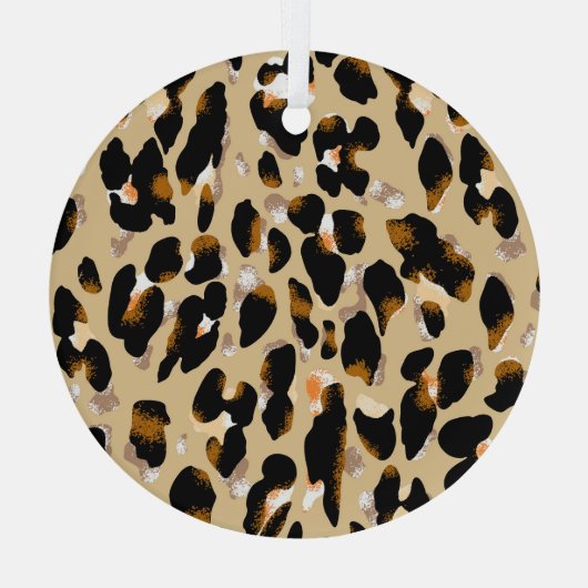 Luipaardprint: Dierenpatroonrage Glas Ornament (Achterkant)
