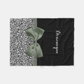 Luipaardprint Dierpatroon Donkergroene Strik Fleece Deken (Voorkant (Horizontaal))
