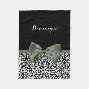 Luipaardprint Dierpatroon Donkergroene Strik Fleece Deken