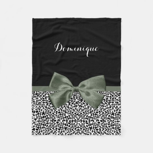 Luipaardprint Dierpatroon Donkergroene Strik Fleece Deken (Voorkant)