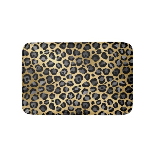 Luipaardprint Elegant Grijs, Zwart & Goud Badmat (Voorkant)