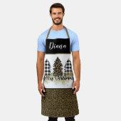 Luipaardprint en kerstbomen schort (Gedragen)