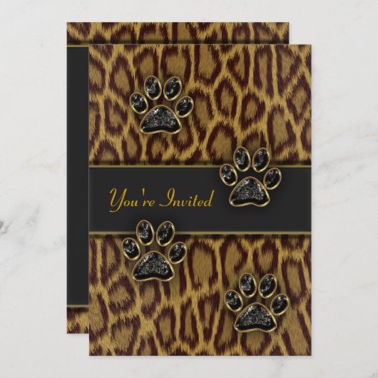 Luipaardprint Feest Sjabloon Kaart (Voorkant / Achterkant)