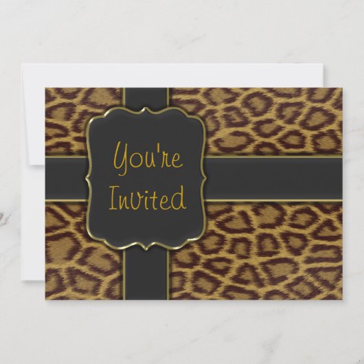 Luipaardprint feestelijke uitnodiging template (Voorkant)