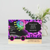 Luipaardprint Glow Skate Roller Schaats Uitnodigin Kaart (Staand voorkant)