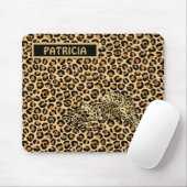 Luipaardprint Goud Bruin Funky Leuk Naam Muismat (Met muis)
