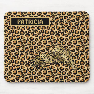 Luipaardprint Goud Bruin Funky Leuk Naam   Muismat