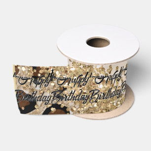 Luipaardprint Goud Glitters Satijnen Lint