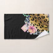 Luipaardprint Goud Roze Monogram Meisjesachtig Sti Handdoek (Handdoek)