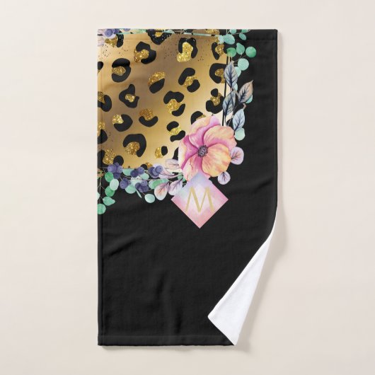 Luipaardprint Goud Roze Monogram Meisjesachtig Sti Handdoek (Handdoek)