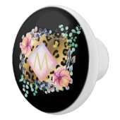 Luipaardprint Goud Roze Monogram Meisjesachtig Sti Keramische Knop (Rechts)