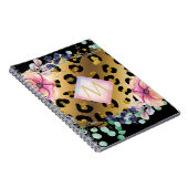 Luipaardprint goud roze monogram Pretty Girly Notitieboek (Rechterzijde)