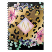 Luipaardprint goud roze monogram Pretty Girly Notitieboek (Voorkant)