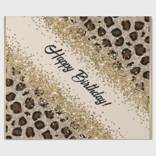 Luipaardprint Gouden Glitters Cadeaupapier