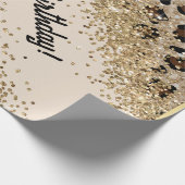 Luipaardprint Gouden Glitters Cadeaupapier (Hoek)