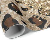 Luipaardprint Gouden Glitters Cadeaupapier (Rol Hoek)