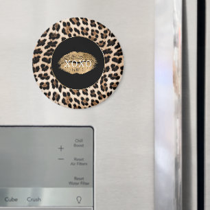 Luipaardprint Gouden Lippen XOXO Magneet